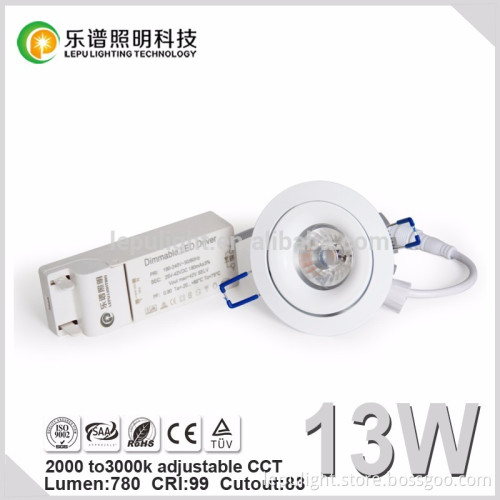 Sunset 2000K-3000K CCT 0-100% Dimmable COB LED downlight